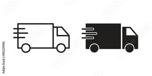 Delivery icons for apps and print media. Editable stroke and flat icons