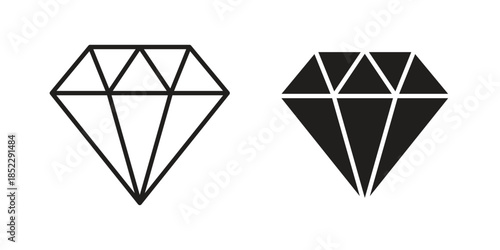 Diamond icons for apps and print media. Editable stroke and flat icons
