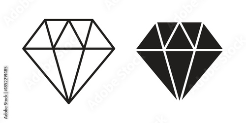 Diamond icons for apps and print media. Editable stroke and flat icons