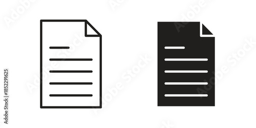 Document icons for apps and print media. Editable stroke and flat icons