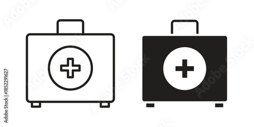 Doctor bag icons for apps and print media. Editable stroke and flat icons