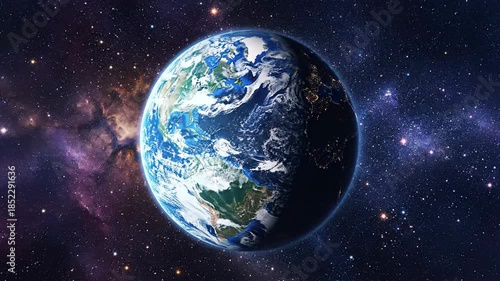 Planet earth in space celestial view of the blue marble surrounded by stars