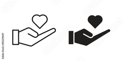 Donate icons for apps and print media. Editable stroke and flat icons