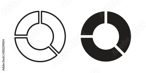 Donut chart icons for apps and print media. Editable stroke and flat icons