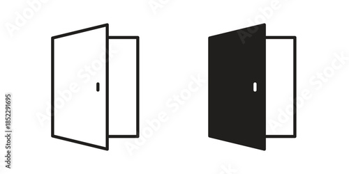 Door icons for apps and print media. Editable stroke and flat icons