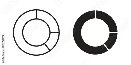 Donut chart icons for apps and print media. Editable stroke and flat icons