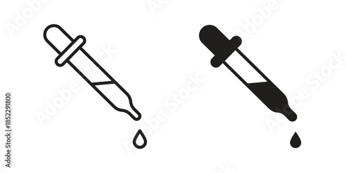 Dropper icons for apps and print media. Editable stroke and flat icons