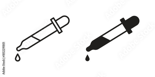Dropper icons for apps and print media. Editable stroke and flat icons