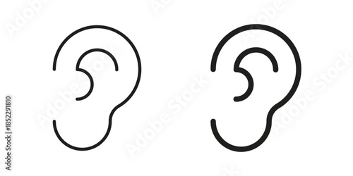 Ear icons for apps and print media. Editable stroke and flat icons