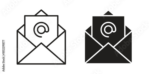 Email icons for apps and print media. Editable stroke and flat icons