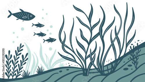 Seamless vector illustration of a spring nature background with green leaves and floral pattern elements for abstract summer wallpaper design