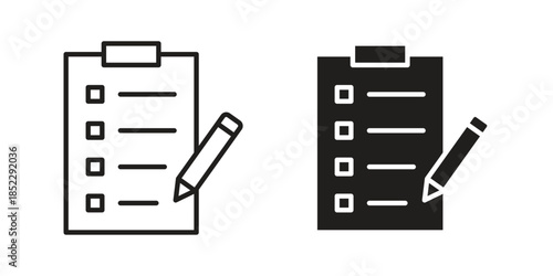 Exam icons for apps and print media. Editable stroke and flat icons