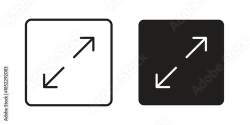 Expand icons for apps and print media. Editable stroke and flat icons