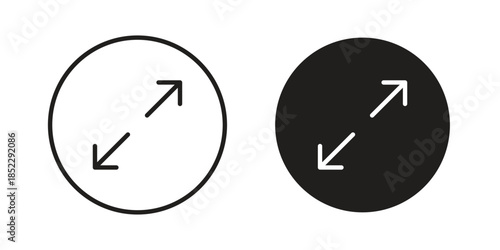 Expand icons for apps and print media. Editable stroke and flat icons