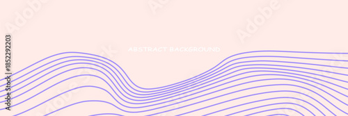 Abstract horizontal monochrome background with dynamic waves. Trendy vector illustration in style retro 60s, 70s. Beige and purple colors. simle design