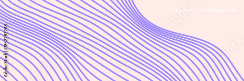 Abstract horizontal monochrome background with dynamic waves. Trendy vector illustration in style retro 60s, 70s. Beige and purple colors. Modern trendy design