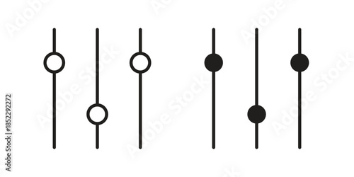 Filter Control icons for apps and print media. Editable stroke and flat icons