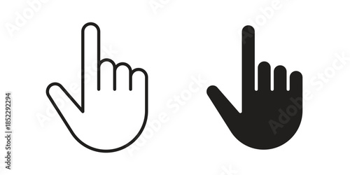 Finger icons for apps and print media. Editable stroke and flat icons