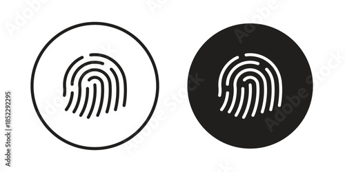Fingerprint icons for apps and print media. Editable stroke and flat icons