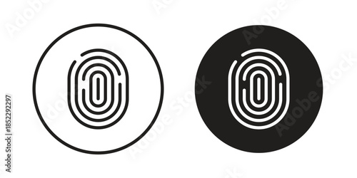 Fingerprint icons for apps and print media. Editable stroke and flat icons