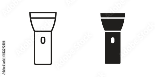 Flashlight icons for apps and print media. Editable stroke and flat icons