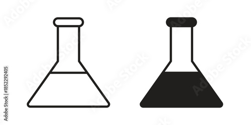 Flask icons for apps and print media. Editable stroke and flat icons
