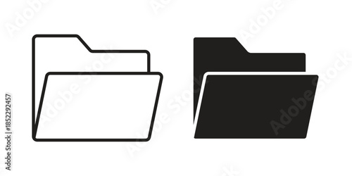 Folder icons for apps and print media. Editable stroke and flat icons