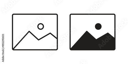 Gallery icons for apps and print media. Editable stroke and flat icons