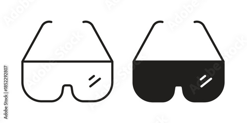 Goggles icons for apps and print media. Editable stroke and flat icons