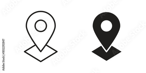 Gps icons for apps and print media. Editable stroke and flat icons