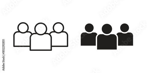 Group icons for apps and print media. Editable stroke and flat icons
