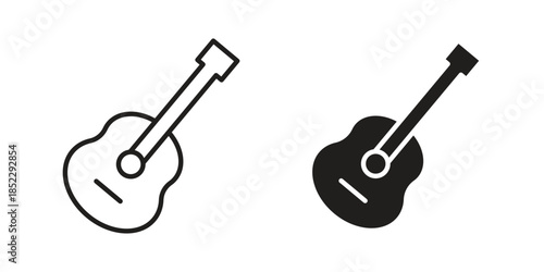 Guitar icons for apps and print media. Editable stroke and flat icons