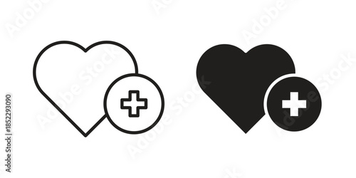 Health care icons for apps and print media. Editable stroke and flat icons