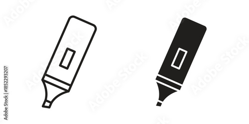 Highlighter icons for apps and print media. Editable stroke and flat icons