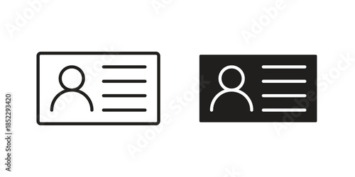 Identity card icons for apps and print media. Editable stroke and flat icons