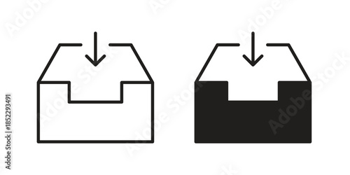 Inbox icons for apps and print media. Editable stroke and flat icons