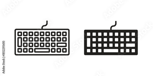 Keyboard icons for apps and print media. Editable stroke and flat icons
