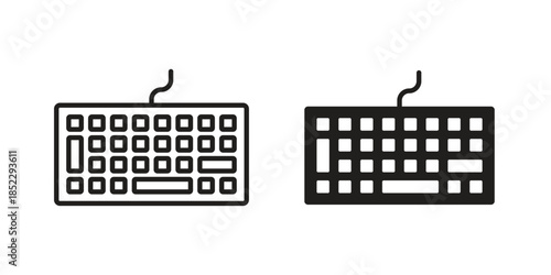 Keyboard icons for apps and print media. Editable stroke and flat icons