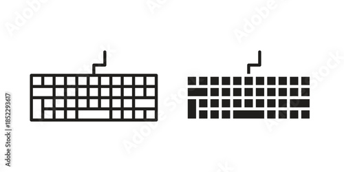 Keyboard icons for apps and print media. Editable stroke and flat icons