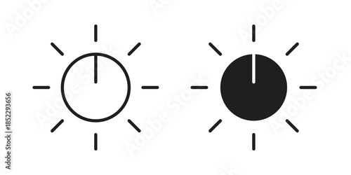 Knob icons for apps and print media. Editable stroke and flat icons