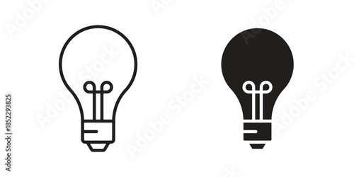 Light bulb icons for apps and print media. Editable stroke and flat icons