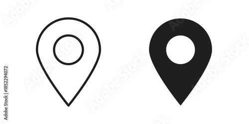 Location pin icons for apps and print media. Editable stroke and flat icons