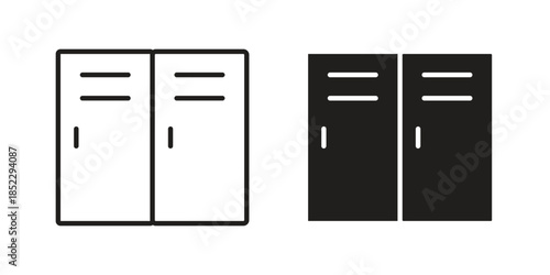 Lockers icons for apps and print media. Editable stroke and flat icons