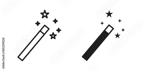 Magic icons for apps and print media. Editable stroke and flat icons