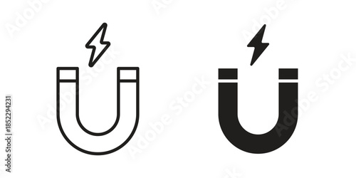 Magnet icons for apps and print media. Editable stroke and flat icons
