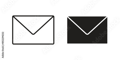 Mail icons for apps and print media. Editable stroke and flat icons