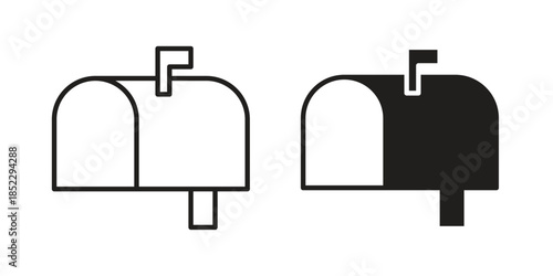 Mailbox icons for apps and print media. Editable stroke and flat icons