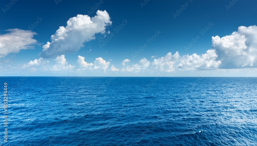Obraz premium Blue Sea Horizon And White Clouds Backround
