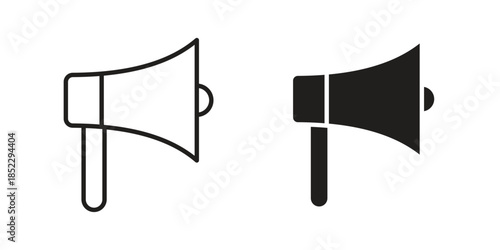 Megaphone icons for apps and print media. Editable stroke and flat icons