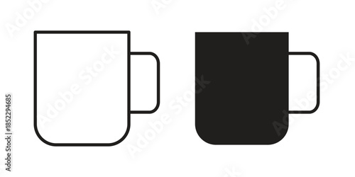 Mug icons for apps and print media. Editable stroke and flat icons